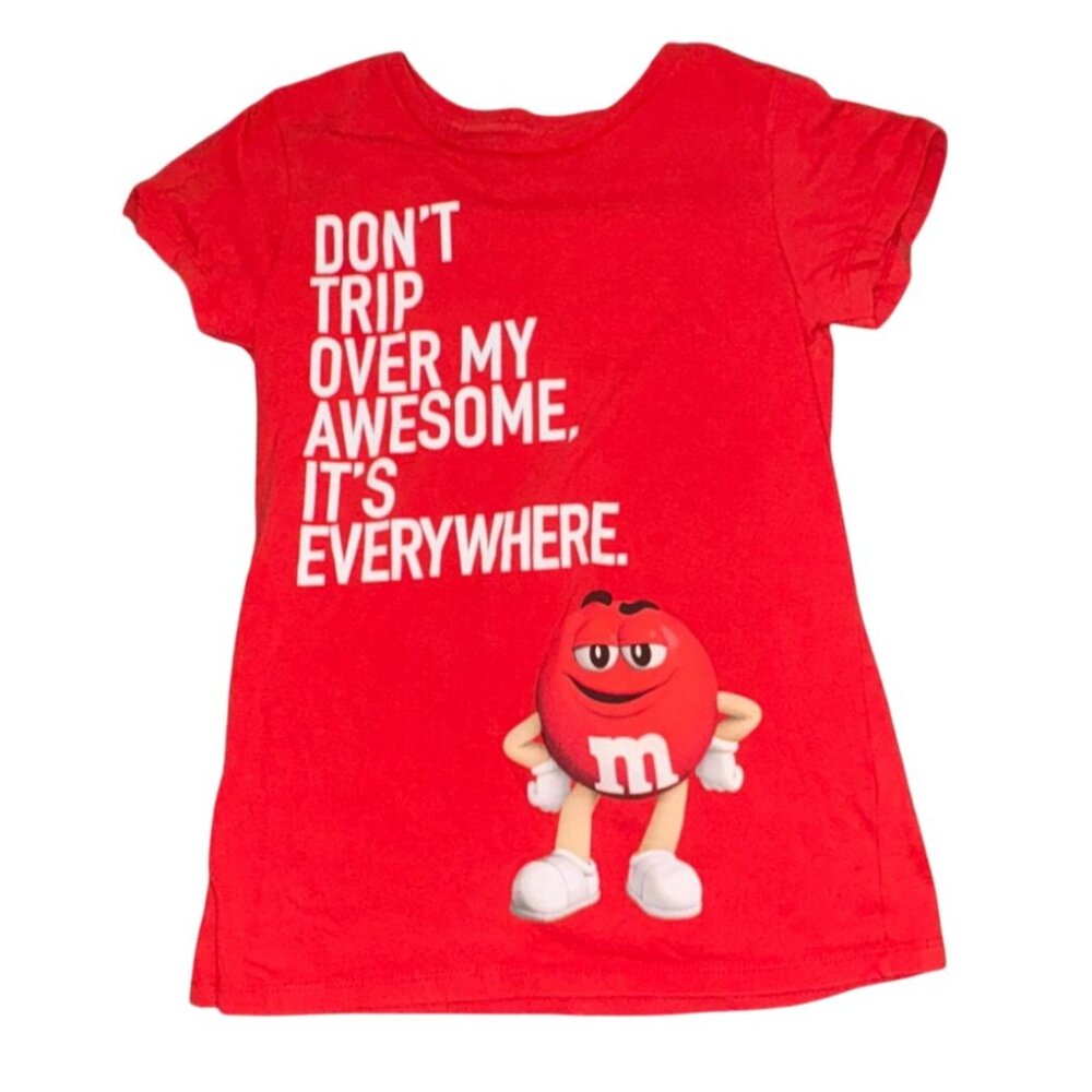M&M's M&M World Girls Short Sleeve 'Red M&M' T-Shirt-Size 9/10-GUC